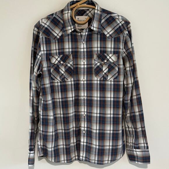 American Eagle Vintage Fit Western Pearl Snap Button Down - Medium - Picture 1 of 7